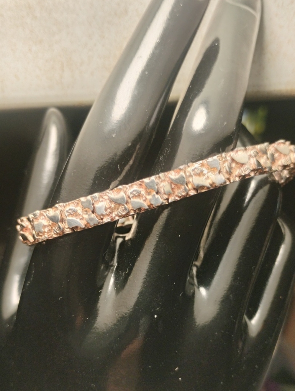 925 Sterling Silver Nugget Bracelet With Rose Gold Overlay